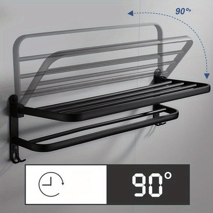 WallMounted Bathroom Towel Rack and Shelf Combo