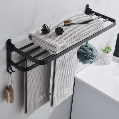 WallMounted Bathroom Towel Rack and Shelf Combo