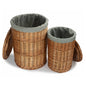 Light Steamed Round Wicker Laundry Basket with Grey Sage Lining