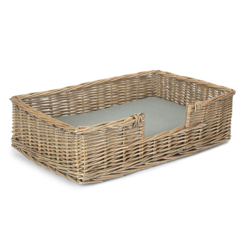 Wicker Rectangular Dog Bed with Cushion