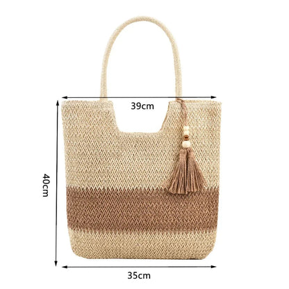 Summer Beach Straw Shoulder Tote