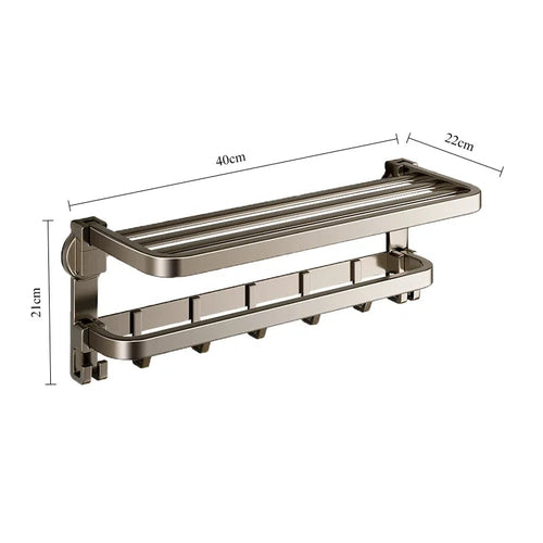 Wall-mounted Suction Cup Bathroom Towel Rack Gun Gray Aluminum Alloy