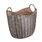Scoop Neck Antique Wash Hessian Lined Wicker Log Basket